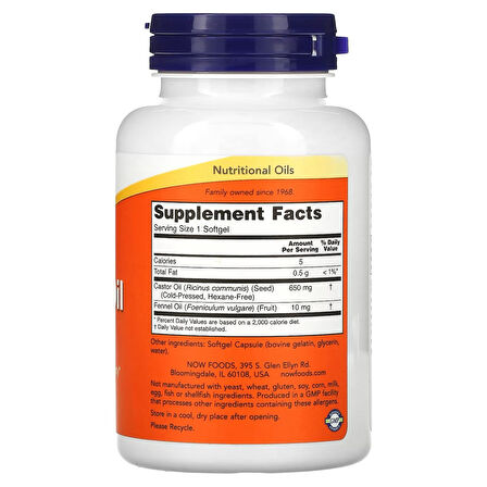 Castor Oil 650 mg 120 Softgels