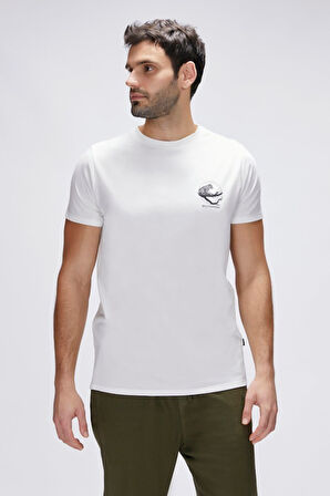 Pard Off-White Men's Printed T-Shirt 25.01.07.018-BEYAZ