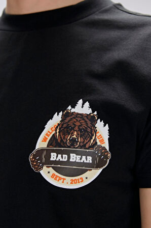 Flint Siyah Erkek Baskılı Tişört Erkek Tişört Siyah  25.01.07.038-Siyah