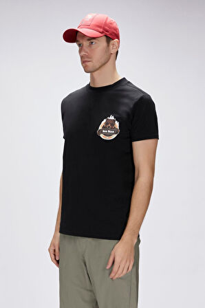 Flint Siyah Erkek Baskılı Tişört Erkek Tişört Siyah  25.01.07.038-Siyah