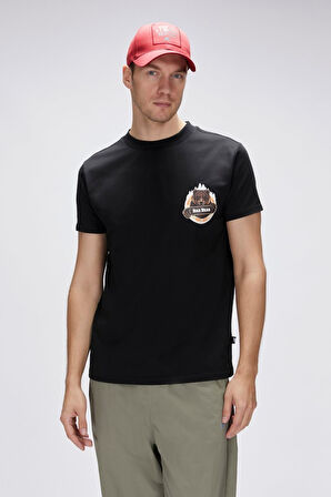 Flint Siyah Erkek Baskılı Tişört Erkek Tişört Siyah  25.01.07.038-Siyah