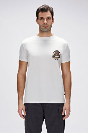 Flint Beyaz Erkek Baskılı Tişört 25.01.07.038-Beyaz