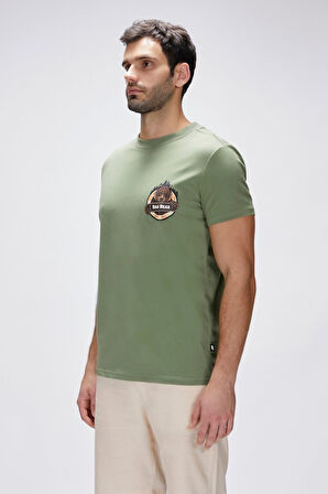 Flint Yeşil Erkek Baskılı Tişört Erkek Tişört 25.01.07.038-THYME