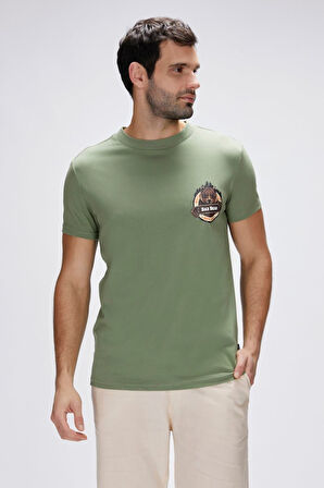 Flint Yeşil Erkek Baskılı Tişört Erkek Tişört 25.01.07.038-THYME