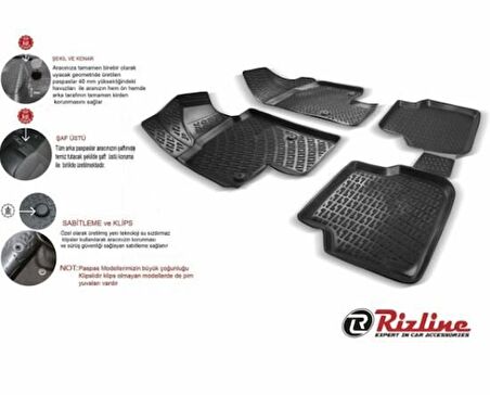 Kia Rio 3D havuzlu paspas 2011-2017 arası Rizline