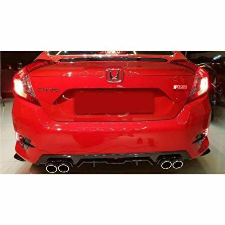 Honda Civic Fc5 4 eksoz görünümlü difüzör siyah 2016-2019 arası modeller