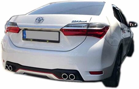 Toyota Corolla 4 çıkış görünümlü kırmızı şeritli difüzör 2013-2018 arası modeller