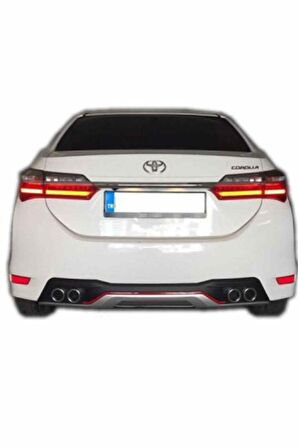 Toyota Corolla 4 çıkış görünümlü kırmızı şeritli difüzör 2013-2018 arası modeller