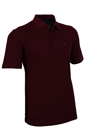 Erkek Bordo Tişört Polo Yaka Normal Kesim % 100 Pamuk Pike Kumaş rar00873