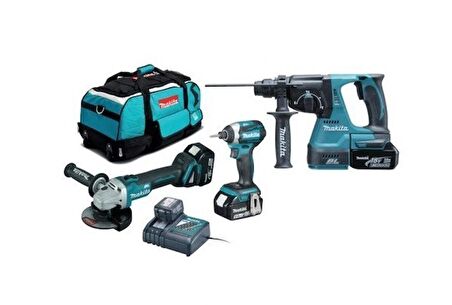 Makita DLX3070TX 18 V 5.0 Ah 3'lü Akülü Kombine Set