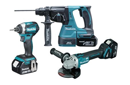 Makita DLX3070TX 18 V 5.0 Ah 3'lü Akülü Kombine Set