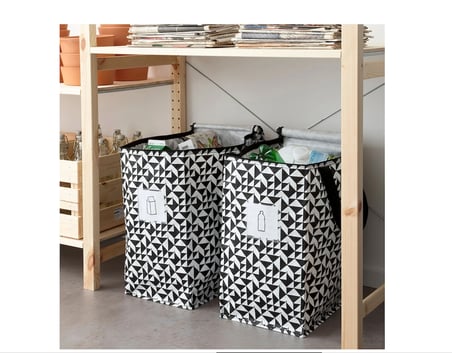 IKEA KNALLA çanta , siyah-beyaz, 47 lt 
