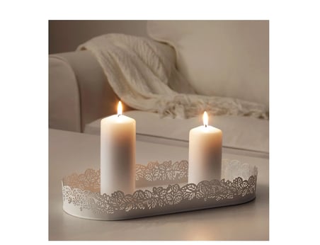 IKEA SAMVERKA mum tabağı , beyaz, 35x15 cm 
