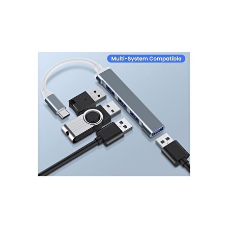 Daytona 809-CC Macbook Uyumlu Type-C to 4* USB 3.0 Splitter 5 Gbps Çevirici Hub Adaptör