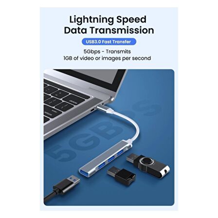 Daytona 809-CC Macbook Uyumlu Type-C to 4* USB 3.0 Splitter 5 Gbps Çevirici Hub Adaptör
