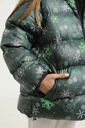 Erkek/Kız Çocuk Kapüşonlu Su ve Rüzgar Geçirmez Cepli Kışlık Şişme Mont