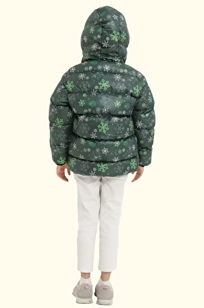 Erkek/Kız Çocuk Kapüşonlu Su ve Rüzgar Geçirmez Cepli Kışlık Şişme Mont