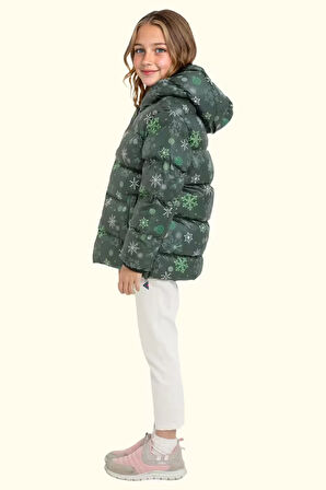 Erkek/Kız Çocuk Kapüşonlu Su ve Rüzgar Geçirmez Cepli Kışlık Şişme Mont