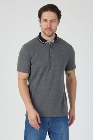 %100 Pamuk Yaka Düğmeli Polo Yaka Tişört