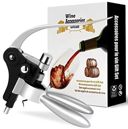 Tirbuşon Tavşan Burgu Şarap Şampanya Açacağı Dayanıklı Metal Yapı Ergonomik Tasarım