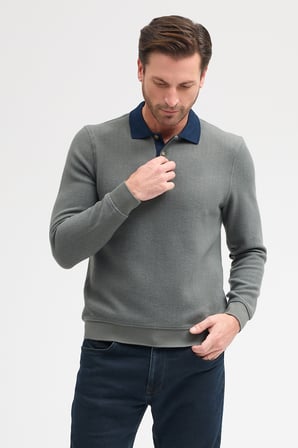 Erkek Polo Yaka Uzun Kol Sweatshirt
