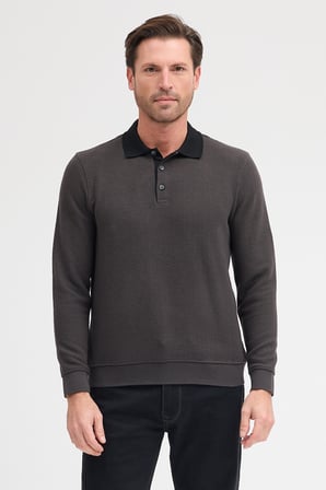 Erkek Polo Yaka Uzun Kol Sweatshirt