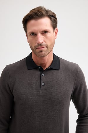 Erkek Polo Yaka Uzun Kol Sweatshirt