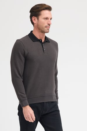 Erkek Polo Yaka Uzun Kol Sweatshirt