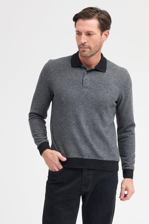 Erkek Polo Yaka Uzun Kol Sweatshirt