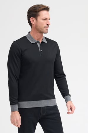 Erkek Polo Yaka Uzun Kol Sweatshirt