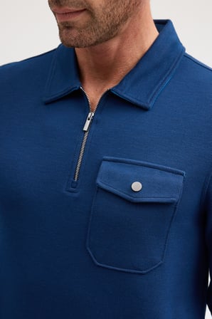 Erkek Polo Yaka Cepli Uzun Kol Sweatshirt