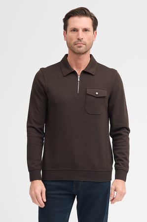 Erkek Polo Yaka Cepli Uzun Kol Sweatshirt