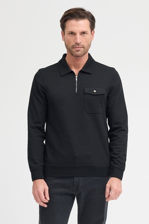 Erkek Polo Yaka Cepli Uzun Kol Sweatshirt