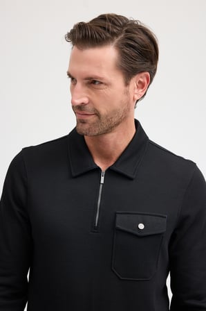 Erkek Polo Yaka Cepli Uzun Kol Sweatshirt