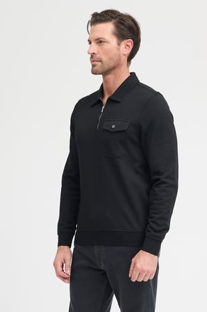 Erkek Polo Yaka Cepli Uzun Kol Sweatshirt