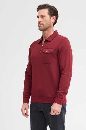 Erkek Polo Yaka Cepli Uzun Kol Sweatshirt