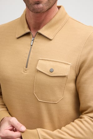 Erkek Polo Yaka Cepli Uzun Kol Sweatshirt