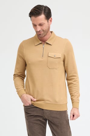 Erkek Polo Yaka Cepli Uzun Kol Sweatshirt