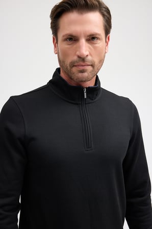 Erkek Dik Yaka Fermuarlı Sweatshirt