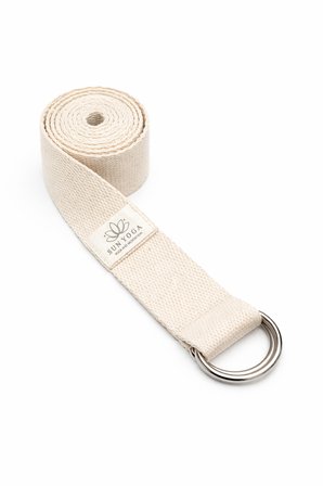 Doğal Organik pamuk Yoga Pilates kemeri Ekru Ham renk 200 cm 5 cm en Yoga kemeri