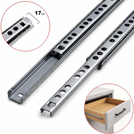 Aletçantam 17mm Teleskopik İnce Çekmece Rayı  - 31cm (2 parça set)