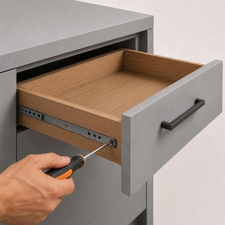 Aletçantam 17mm Teleskopik İnce Çekmece Rayı - 44cm (2 parça set)