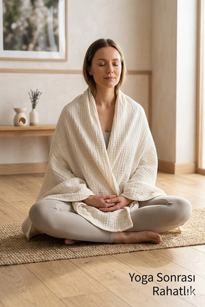 Shavasana Meditasyon & Yoga Battaniyesi – %100 Organik Pamuk Müslin
