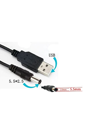 USB 2.0 To 5.5x2.5 mm Dc 5V Power Güç Kablosu 1,5 Metre Usb Kablo