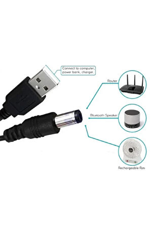 USB 2.0 To 5.5x2.5 mm Dc 5V Power Güç Kablosu 1,5 Metre Usb Kablo