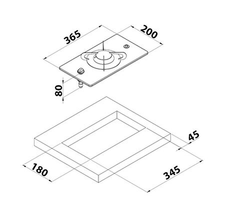 CAN PV1350 Tekli Cam Yüzeyli Dikdörtgen Gömme Ocak