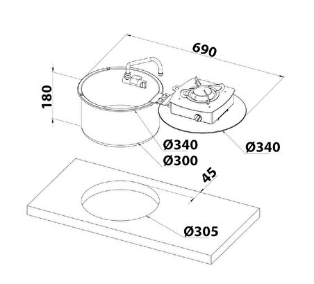 CAN LC1701-S-FP Yuvarlak Evyeli Musluklu Ocak