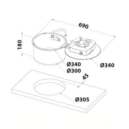 CAN® LC1701-S-FP - Yuvarlak Evyeli Musluklu Ocak - Tek Bir Ünitede Mutfak Konforu!