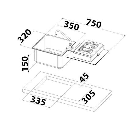 CAN LC1710-S-FP Kare Evyeli Musluklu Ocak