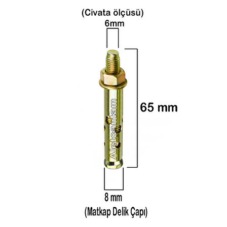 Aletçantam Çelik Dübel Gömlekli 6x65 (8mm) - 10 adet